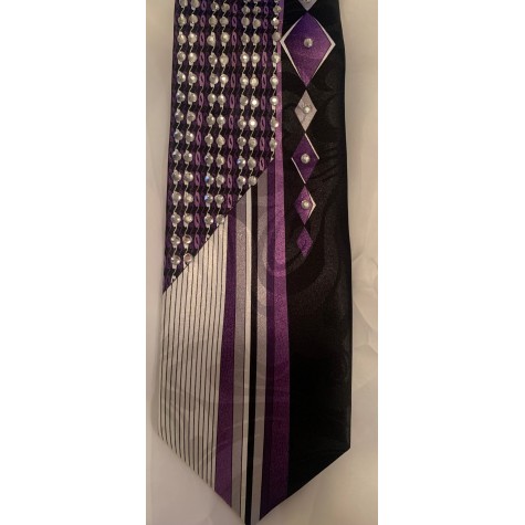 Black w/Purple & White Rhinestone Necktie